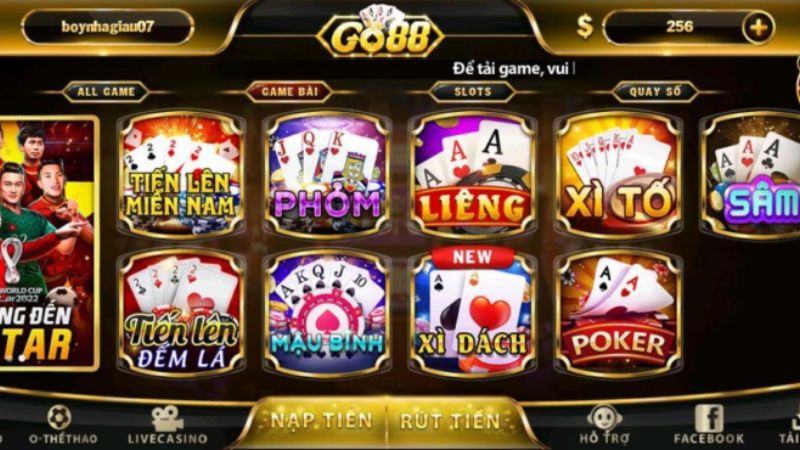 Game bài đổi thưởng tại Go88 là một trong những trò chơi rất phổ biến